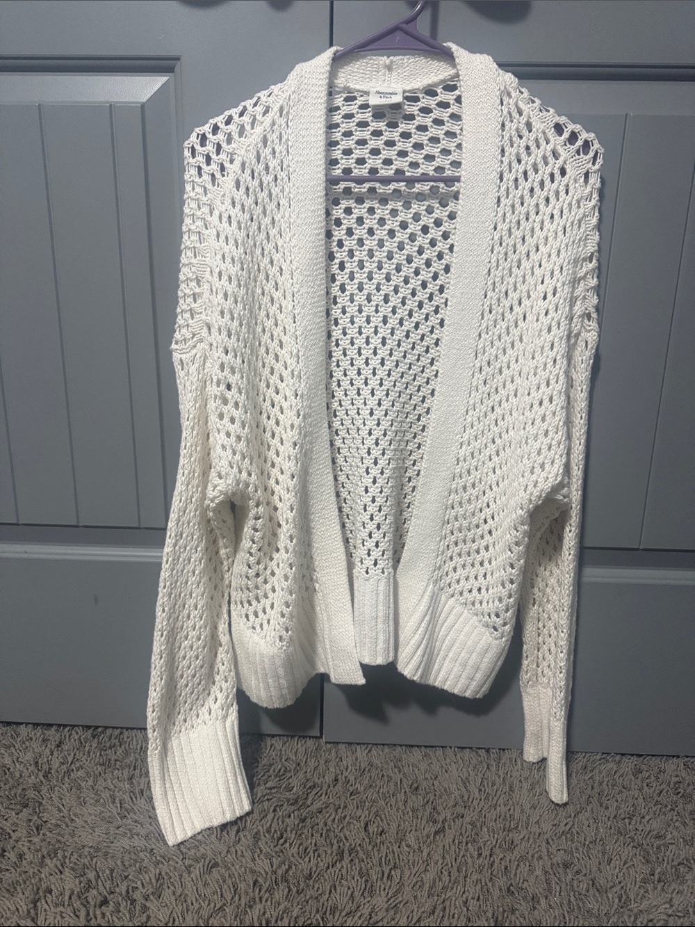 Abercrombie & Fitch Open-Knit Ivory Cardigan